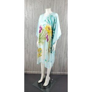Vintage Lotus Silk Kaftan Caftan Kimono Designer Floral Oriental Boho Festival